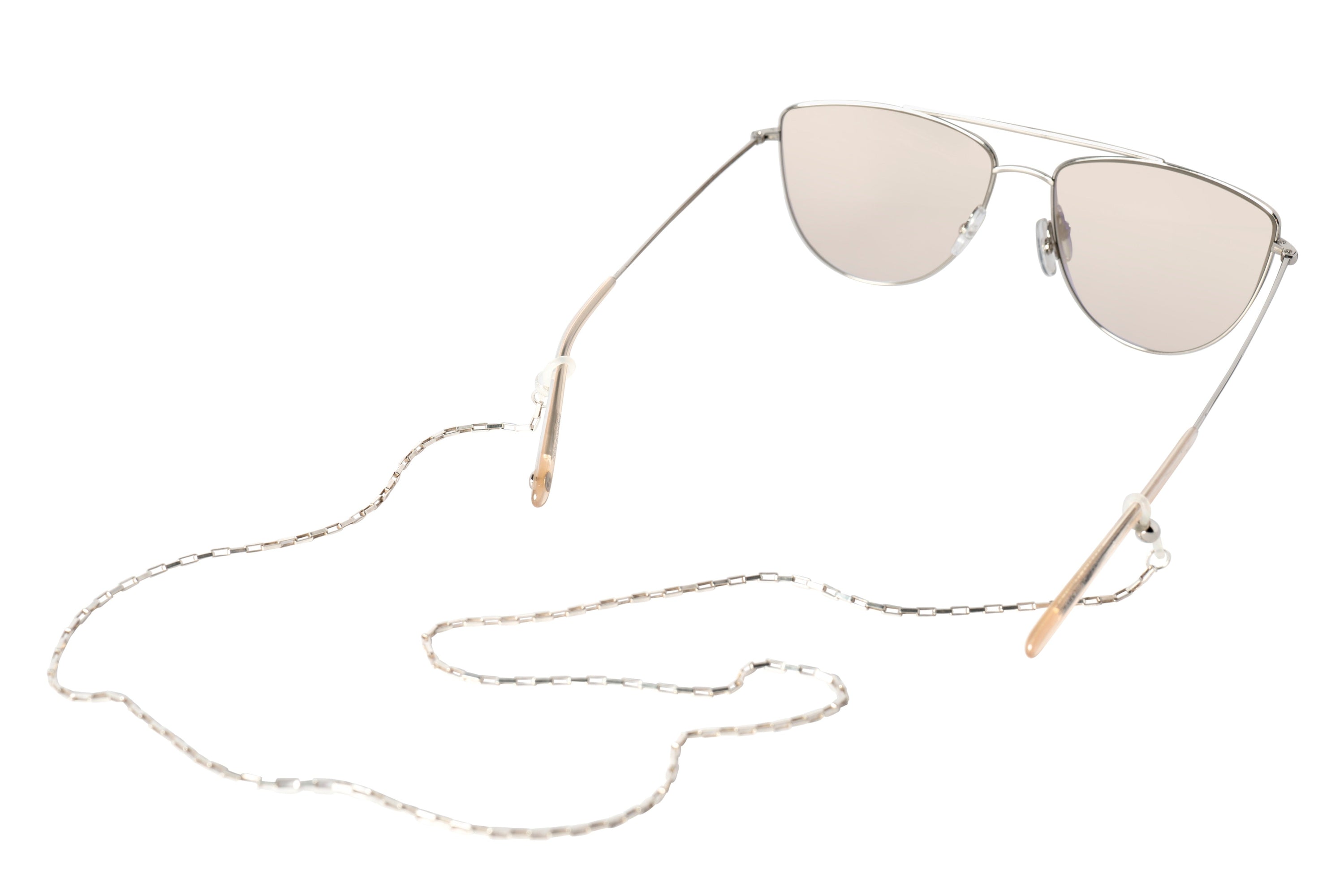 Sunglasses with a chain on a white background