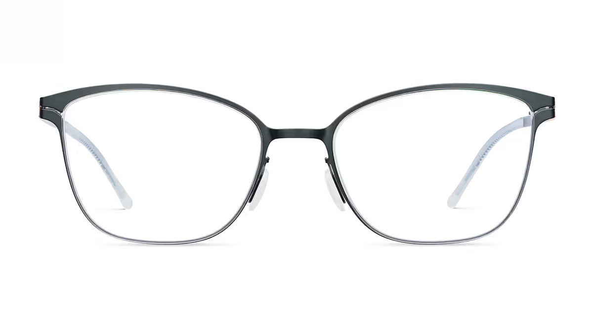 Soft rectangular lool Dynara eyeglasses with a dark-rimmed, lightweight metallic frame designed in Barcelona.