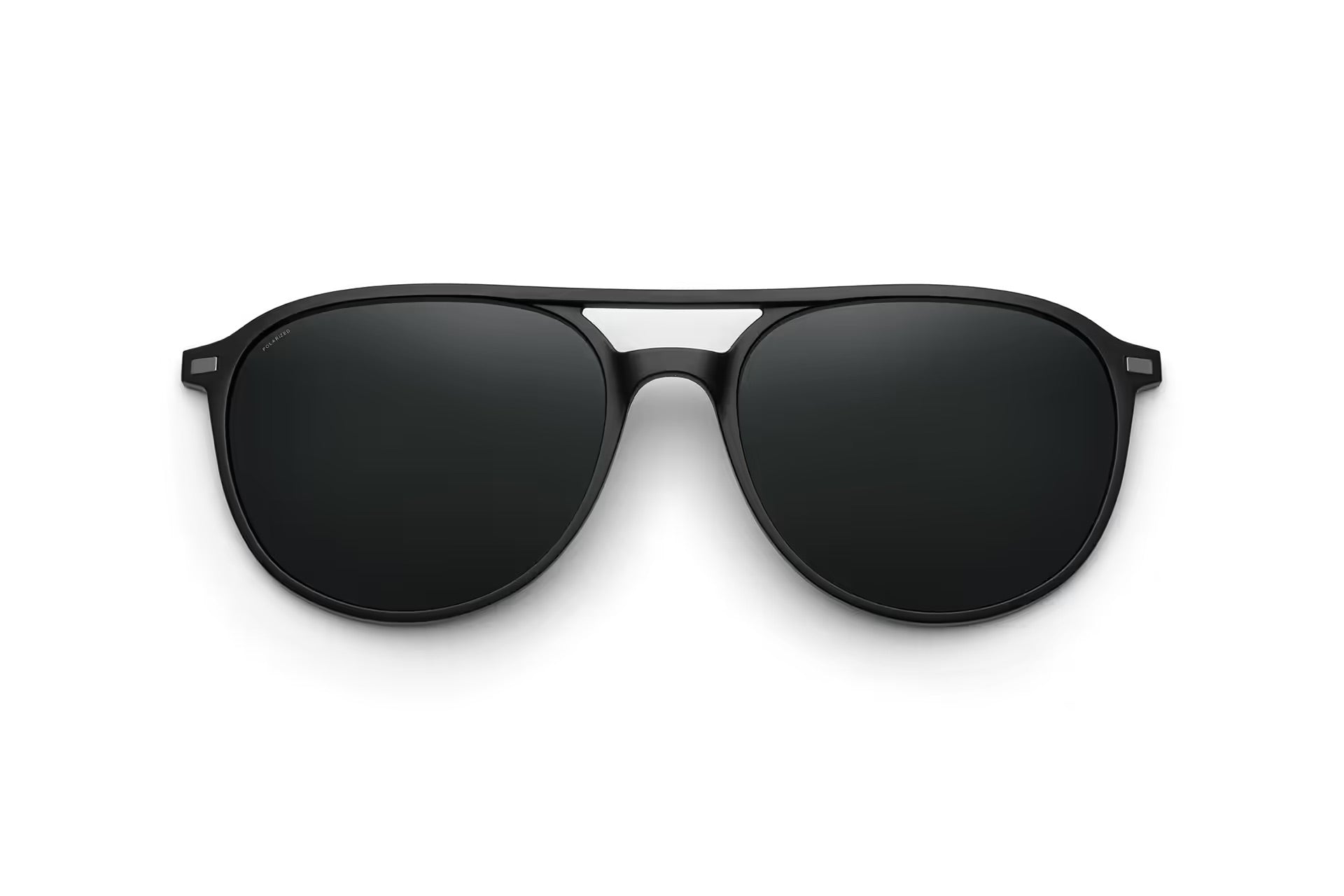 Black sunglasses on a white background