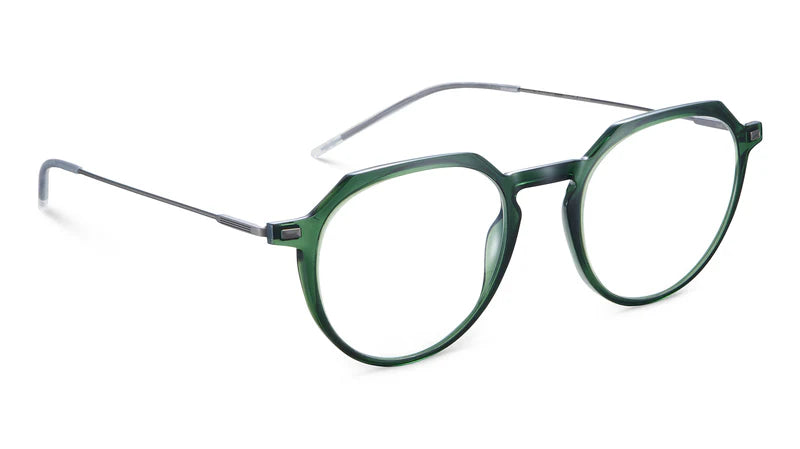Green eyeglasses on a white background
