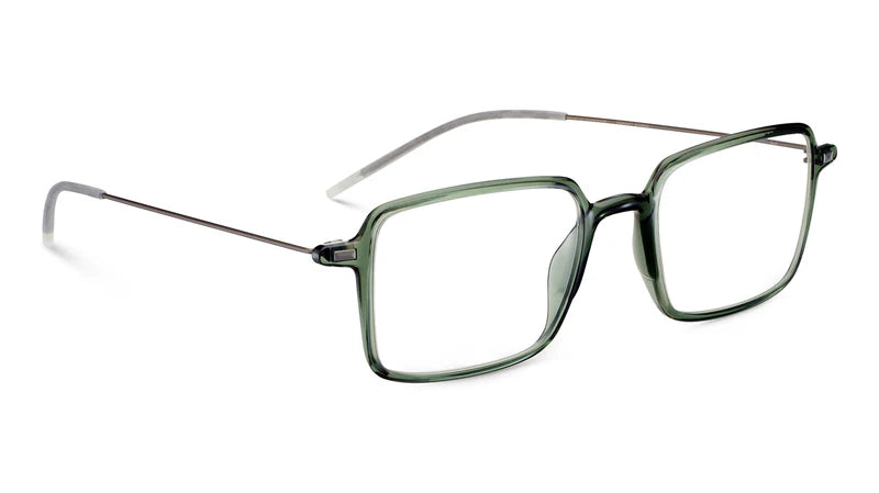 Green eyeglasses on a white background