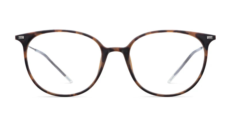 Oversized round eyeglasses with a dark brown and black tortoiseshell acetate frame and clear lenses, shown against a plain white background.