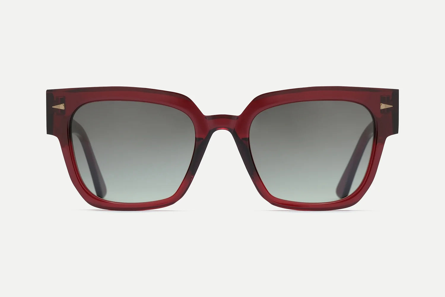The AHLEM Italiens by AHLEM are red, square-framed sunglasses with dark gradient lenses, expertly crafted from plant-based acetate and shown from the front on a plain white background.