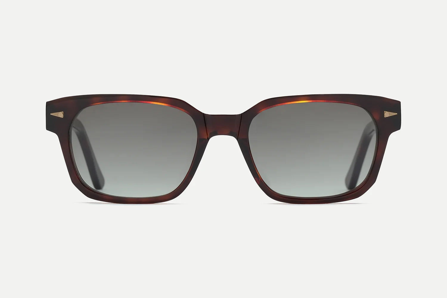 AHLEM Sedaine tortoiseshell square sunglasses by AHLEM, handcrafted from Italian acetate and featuring dark gradient lenses, are shown front-facing against a plain white background. These stylish frames provide 100% UV protection.