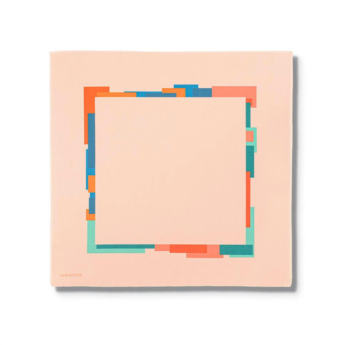 Cloth with colorful geometric design on a beige background