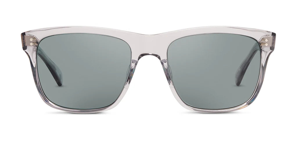 The SALT. Elihu sunglasses by SALT. feature clear Japanese acetate frames, durable rivet hinges, and dark polarized optical lenses, displayed from the front against a white background.