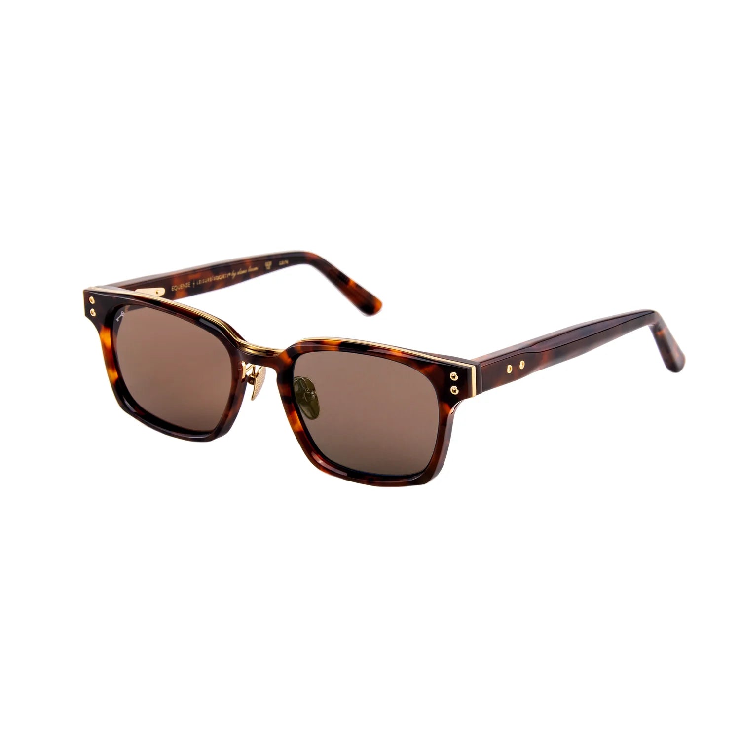 A pair of square-frame sunglasses with a tortoiseshell patterned acetate frame and brown tinted lenses, shown on a plain white background.