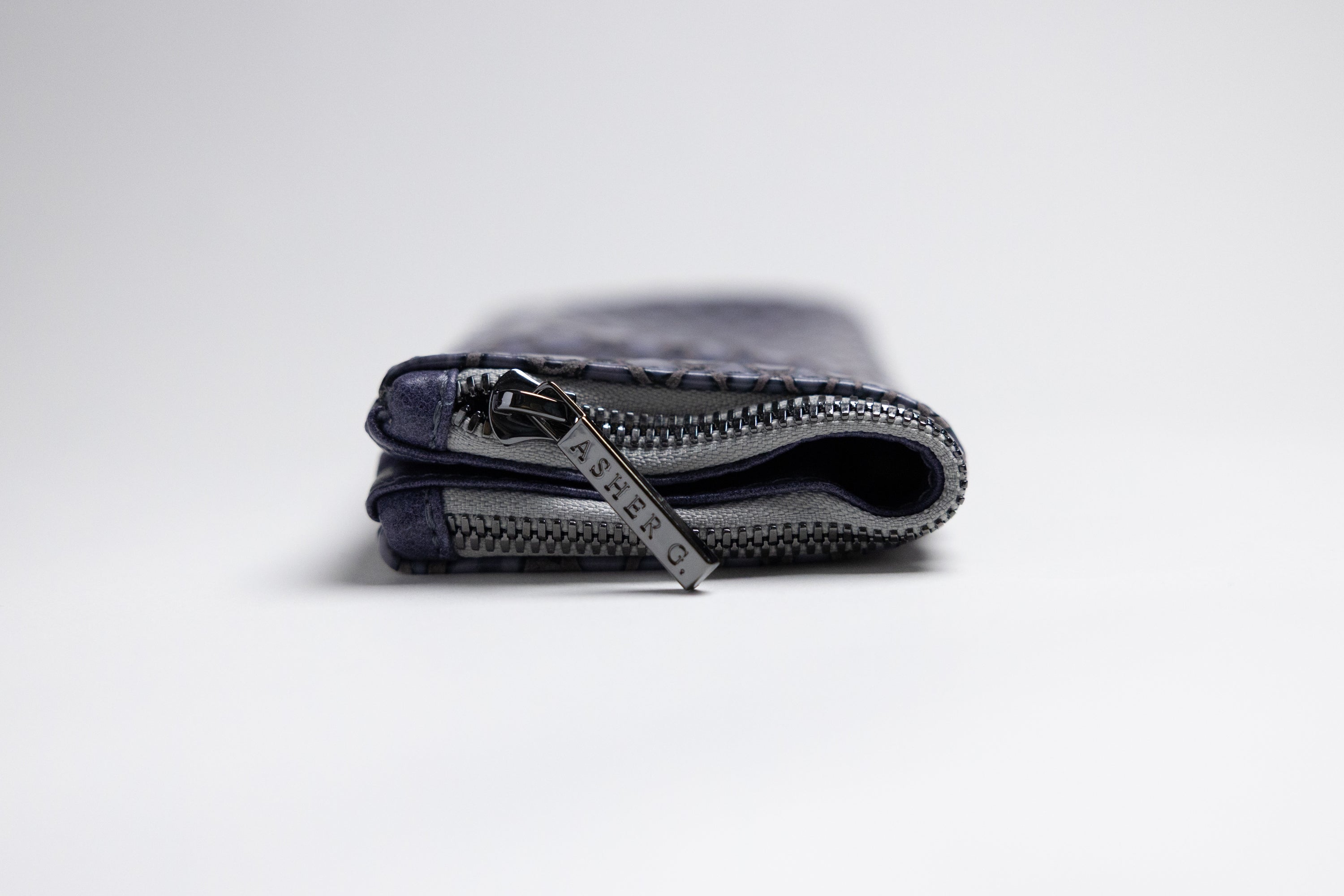 Asher G. X Framed Ewe Italian Hornback Croc Cowhide Eyewear Case