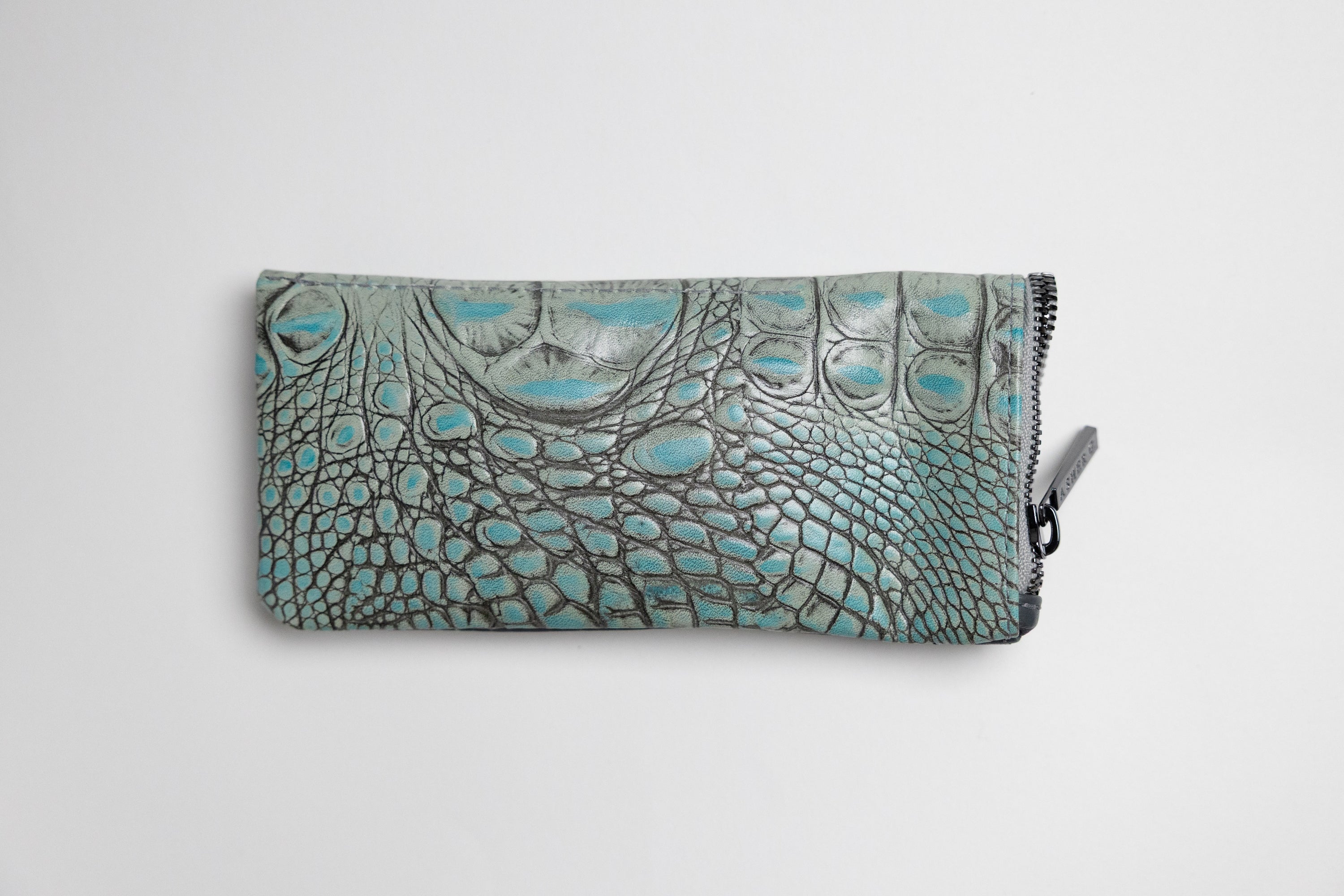 Asher G. X Framed Ewe Italian Hornback Croc Cowhide Eyewear Case