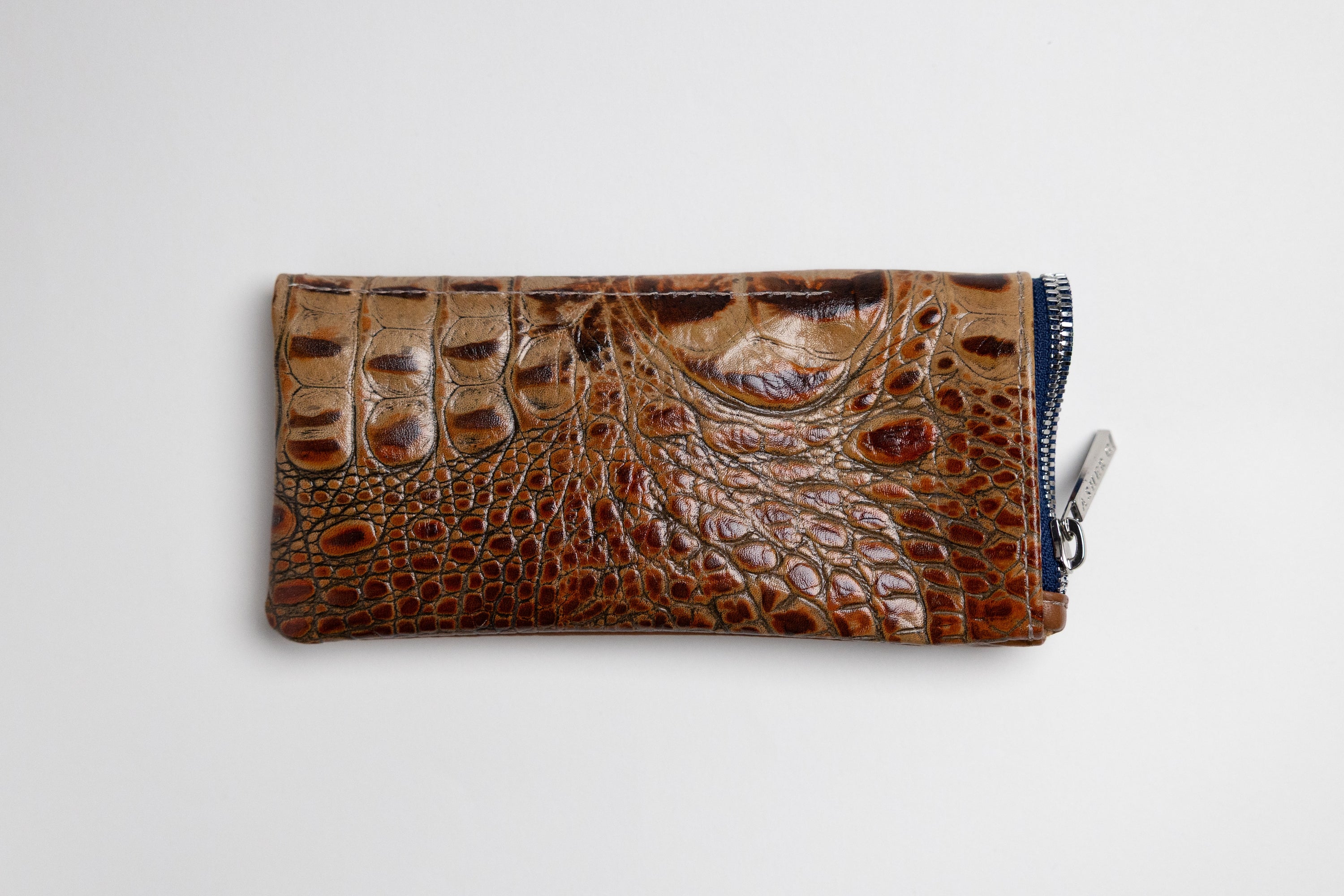 Asher G. X Framed Ewe Italian Hornback Croc Cowhide Eyewear Case