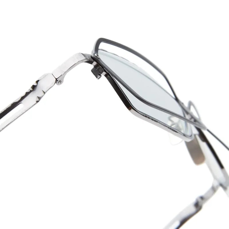 Close-up of a pair of sunglasses with a white background
