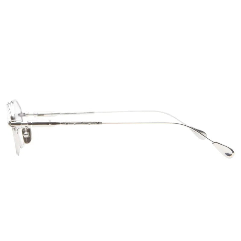 Silver eyeglasses on a white background