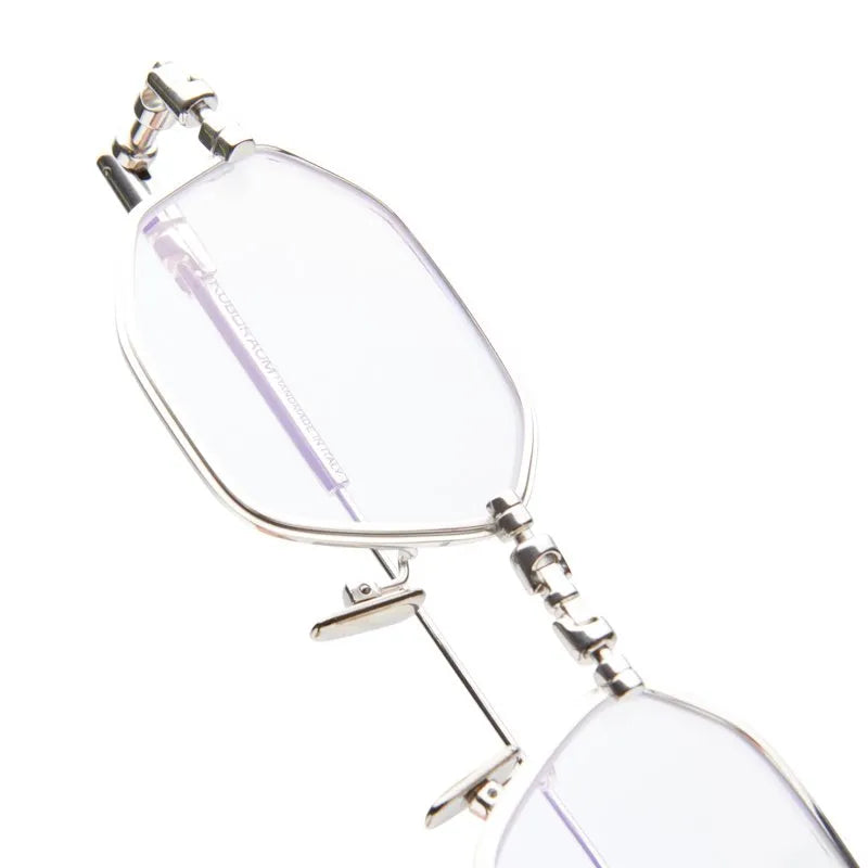 Clear sunglasses with silver frames on a white background