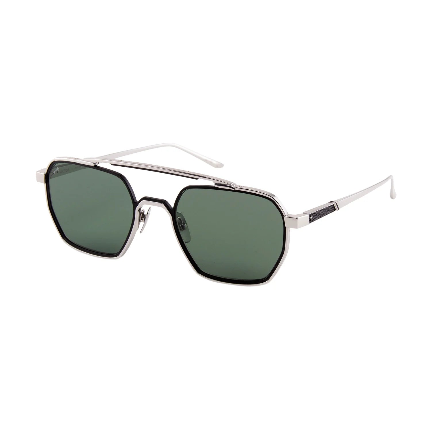 Aviator sunglasses with gold frame and dark lenses on a white background