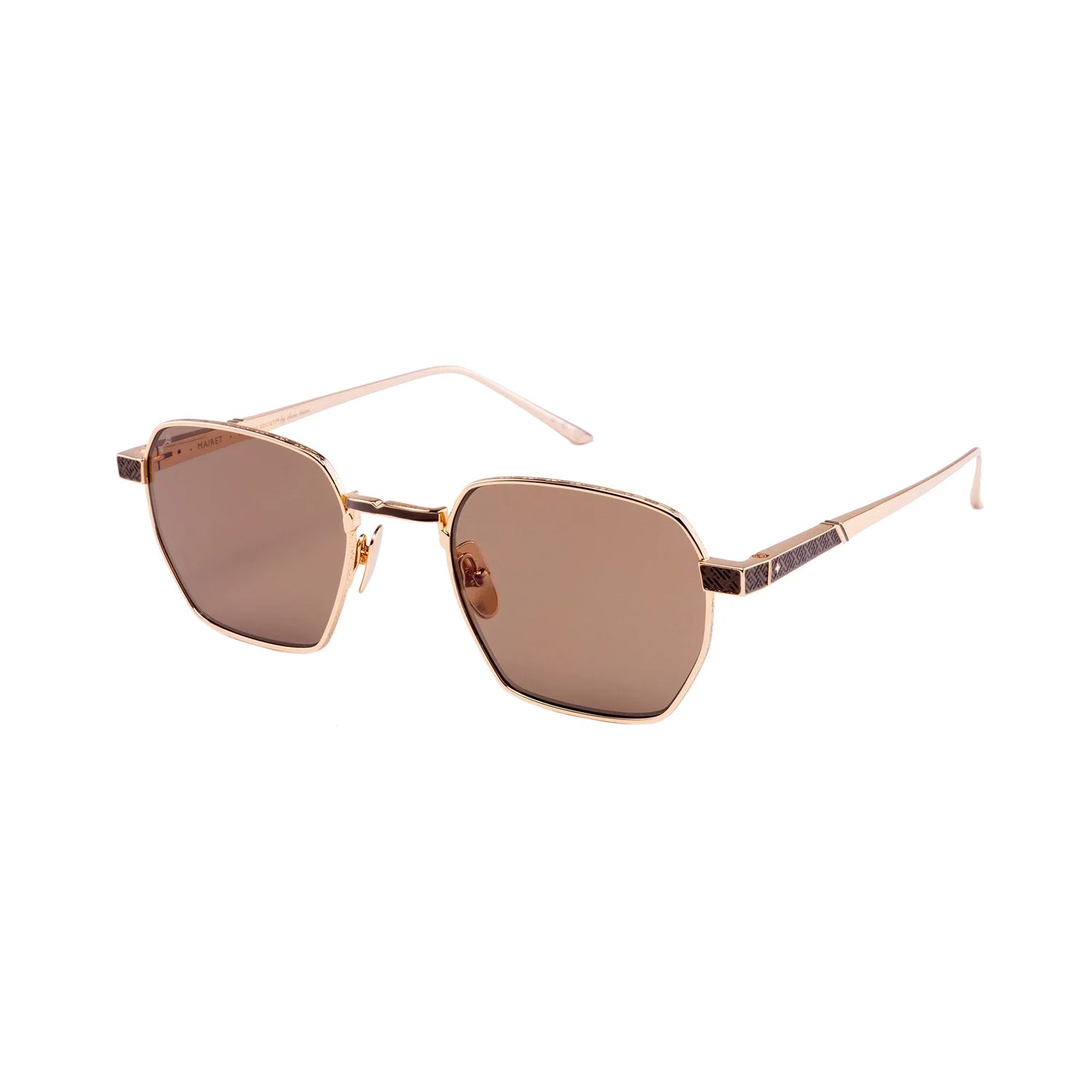 Sunglasses with a brown lens on a white background