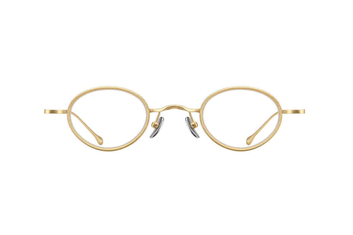 Handmade oval-shaped gold titanium RIGARDS RG1010ZC glasses with a textured wire-rimmed finish.