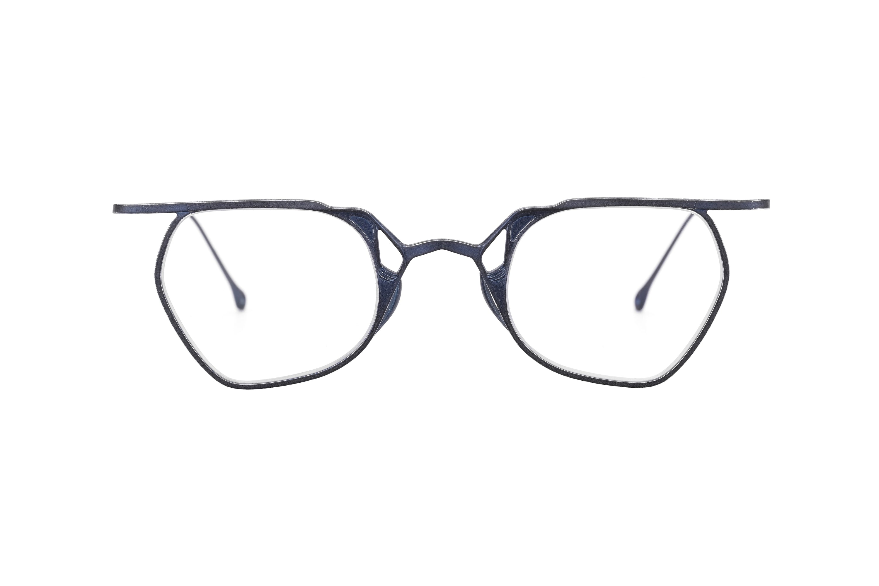 RIGARDS RG1999TVA optical glasses in Midnight with angular lenses and a sculpted metal frame, shown from the front.