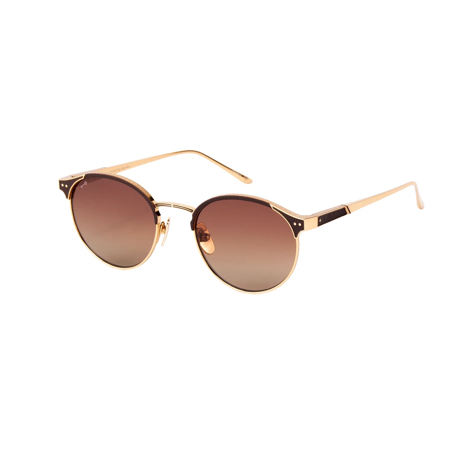 Sunglasses with brown gradient lenses on a white background
