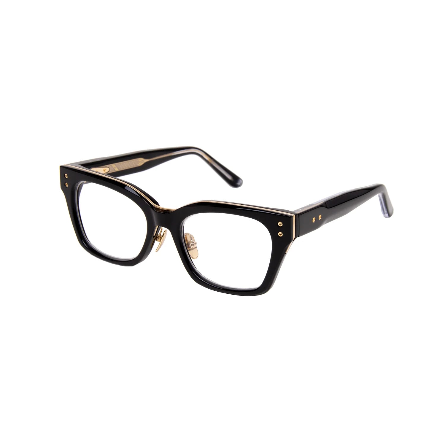 Black eyeglasses on a white background