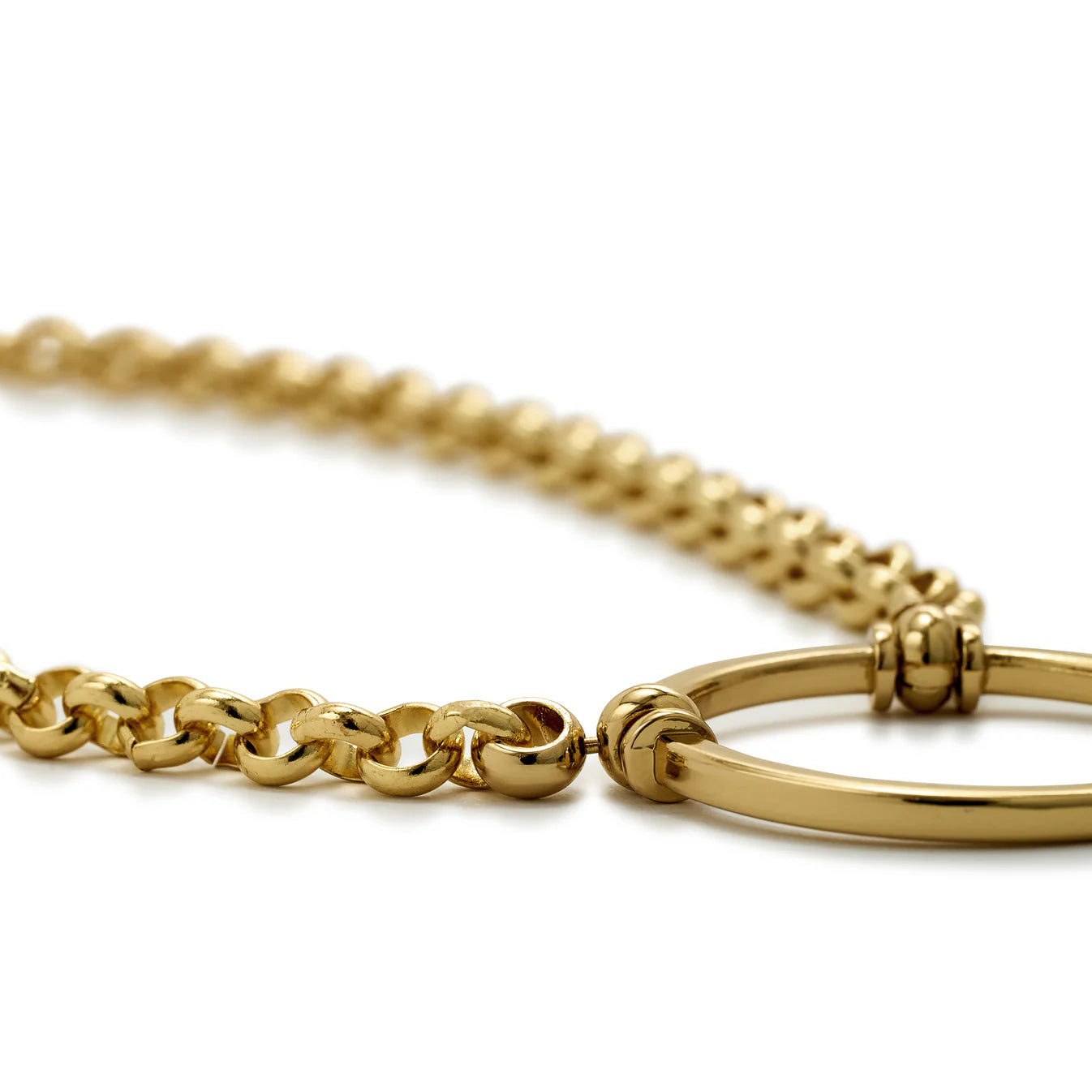 Gold chain bracelet on a white background