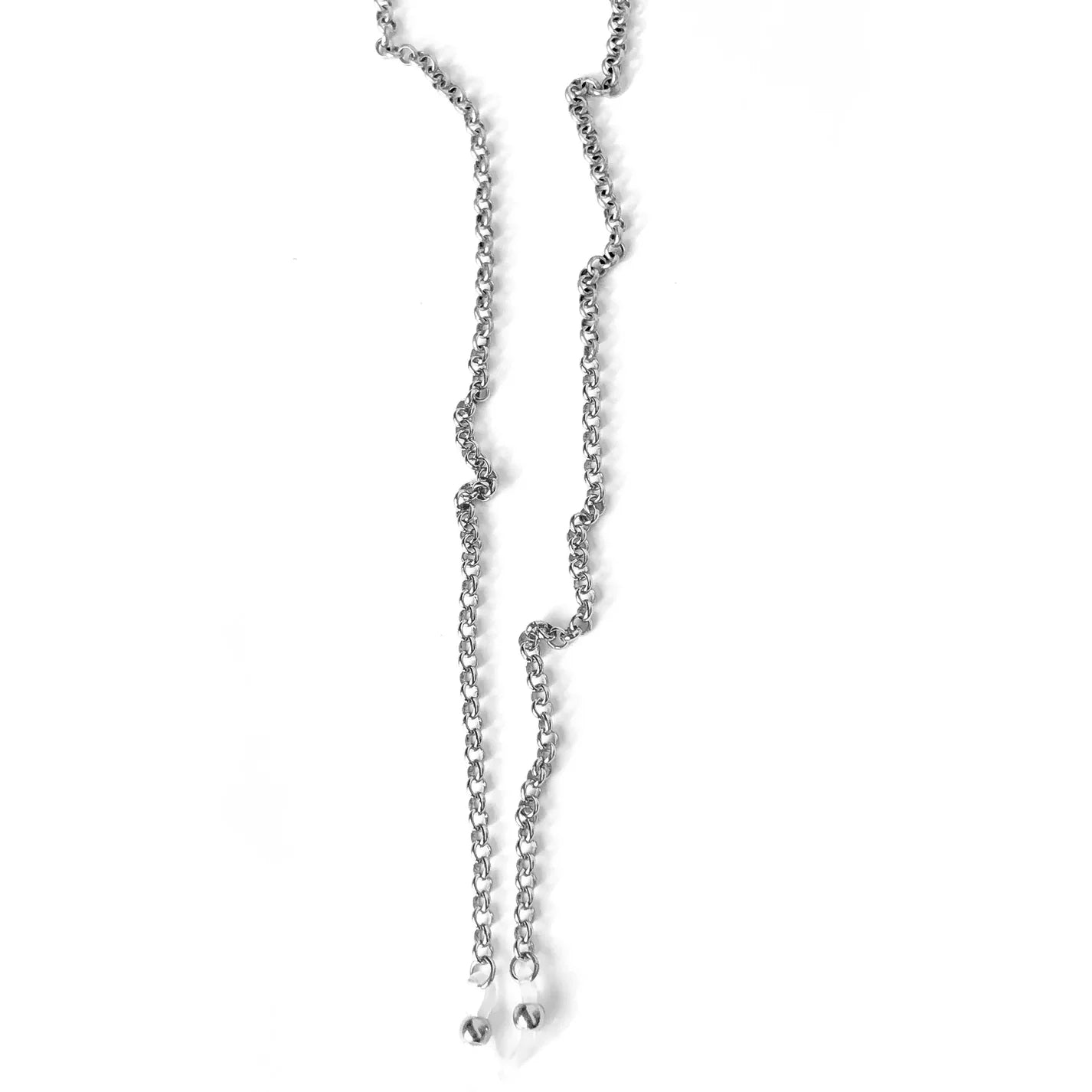 Silver necklace on a white background